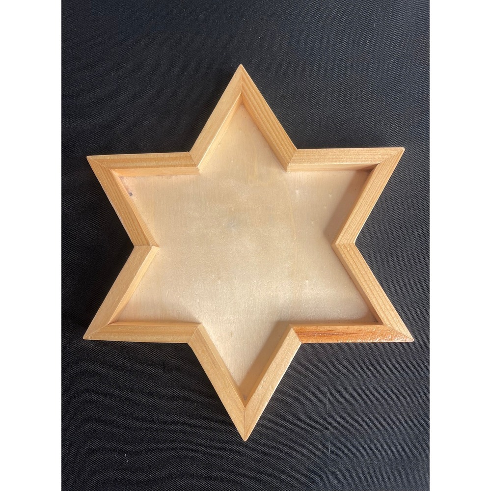 Wooden Star Tray Trinket Dish Jewelry Organizer‎ Star of David Jewish Judaic